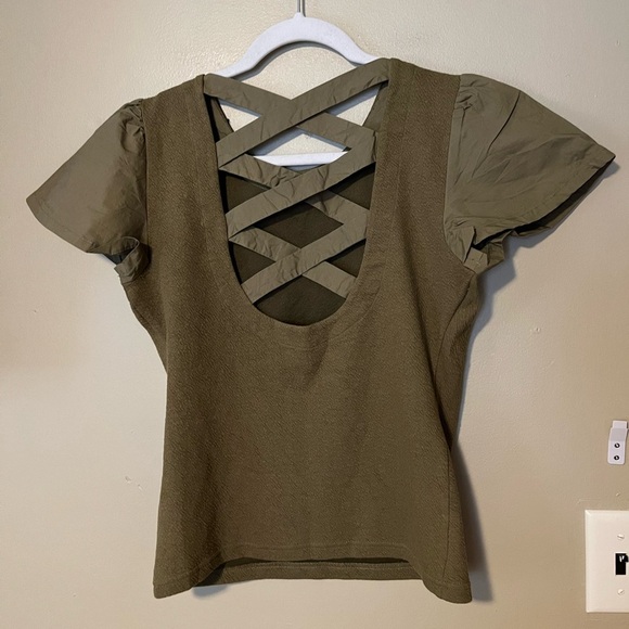 By Anthropologie Lace Up Flutter Top - Picture 3 of 6